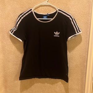 Adidas Black and White Adicolor Three Stripe Tee